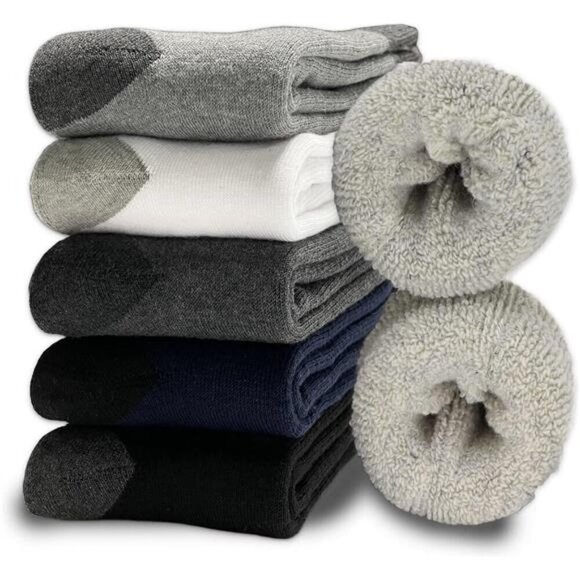 Wool Socks Men's Thick 5 Pairs Thermal Warm Winter Men Super Soft Cozy Boot Cold - Picture 1 of 6